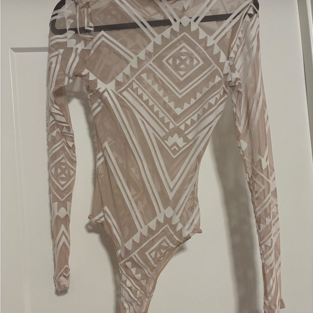 Geometric Patterned Mesh Body Suit - Picture 2 of 2